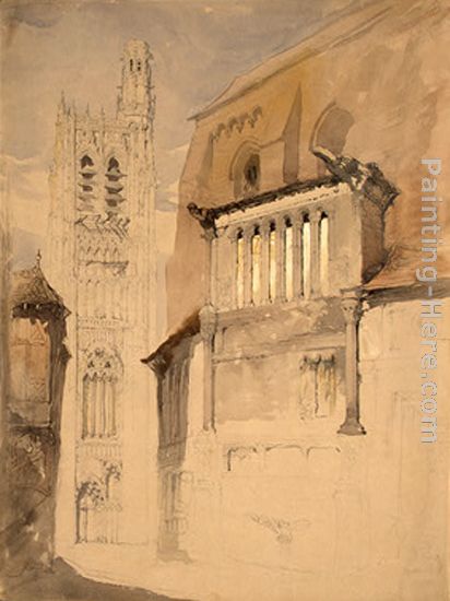 Tower of the Cathedral at Sens painting - John Ruskin Tower of the Cathedral at Sens art painting